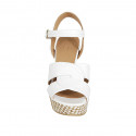 Woman's strap sandal with platform in white leather and braided heel 10 - Available sizes:  42