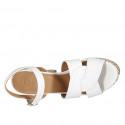 Sandale pour femmes avec plateforme et courroie en cuir blanc et talon tressé 10 - Pointures disponibles:  42