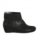 Woman's ankle boot in black dotted leather wedge heel 5 - Available sizes:  33, 34, 42, 43, 44, 45, 46
