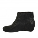 Woman's ankle boot in black dotted leather wedge heel 5 - Available sizes:  33, 34, 42, 43, 44, 45, 46