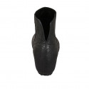 Bottines pour femmes en cuir pointillé noir talon compensé 5 - Pointures disponibles:  34, 42, 43