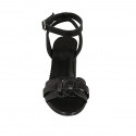 Sandalo da donna con cinturino in pelle e pelle stampata nera tacco 7 - Misure disponibili: 42, 43