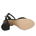 Sandalia para mujer con cinturon en piel y piel imprimida negra tacon 7 - Tallas disponibles:  42, 43