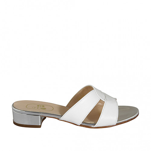 Woman's mules in white leather and...