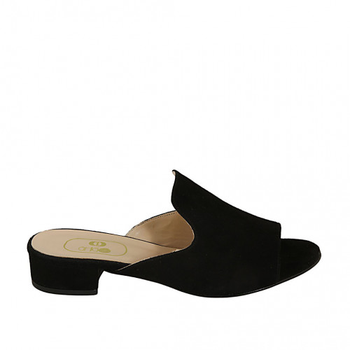 Woman's mules in black suede heel 3