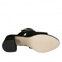 Mule pour femmes avec boucle en daim noir talon 5 - Pointures disponibles:  32