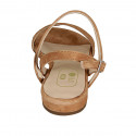 Woman's strap sandal in tan brown suede heel 2 - Available sizes:  32