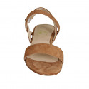 Sandale pour femmes avec courroie en daim cognac talon 2 - Pointures disponibles:  32