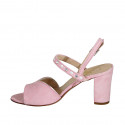 Woman's sandal with rhinestones in pink suede heel 7 - Available sizes:  33, 34, 42, 44