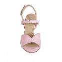 Woman's sandal with rhinestones in pink suede heel 7 - Available sizes:  33, 34, 42, 44