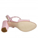 Sandale avec strass pour femmes en daim rose talon 7 - Pointures disponibles:  33, 34, 42, 44