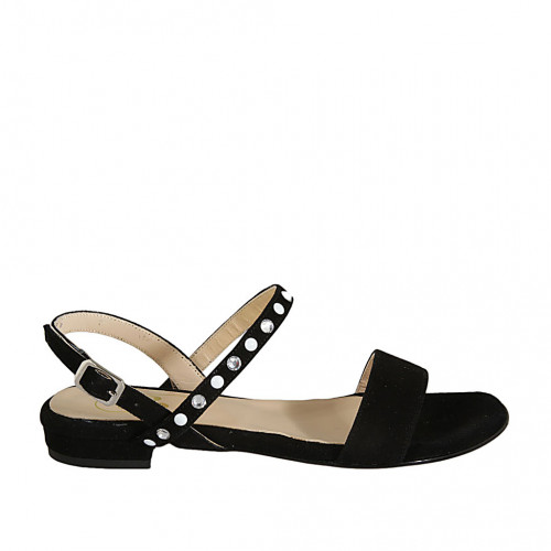 Woman's sandal in black suede with...