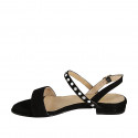 Sandale pour femmes en daim noir avec strass talon 2 - Pointures disponibles:  33