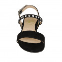 Woman's sandal in black suede with rhinestones heel 2 - Available sizes:  33