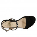 Sandale pour femmes en daim noir avec strass talon 2 - Pointures disponibles:  33