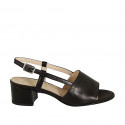 Sandale pour femmes en cuir noir talon 4 - Pointures disponibles:  43