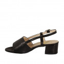 Woman's sandal in black leather heel 4 - Available sizes:  43