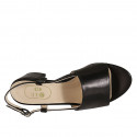 Woman's sandal in black leather heel 4 - Available sizes:  43