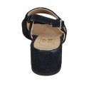 Woman's sandal in blue suede heel 4 - Available sizes:  43