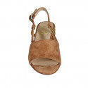 Woman's sandal in tan brown suede heel 4 - Available sizes:  43