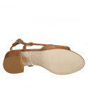 Woman's sandal in tan brown suede heel 4 - Available sizes:  43