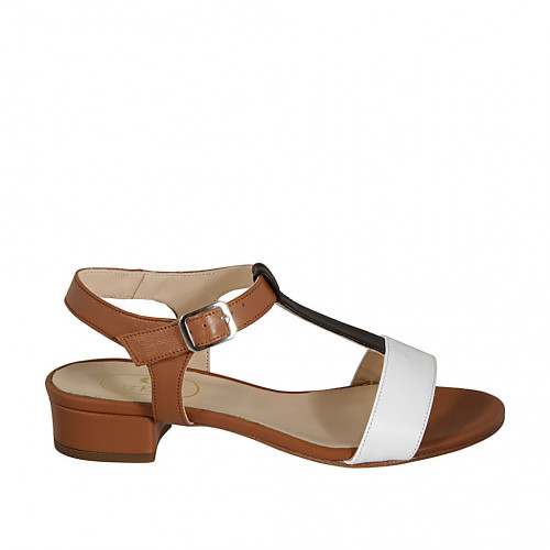 Woman's strap sandal in tan brown,...