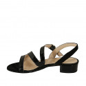 Sandale pour femmes en cuir verni et daim noir talon 3 - Pointures disponibles:  32, 33