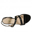Woman's sandal in black patent leather and suede heel 3 - Available sizes:  32, 33
