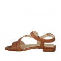 Woman's sandal in light brown leather with elastic band heel 2 - Available sizes:  32, 33