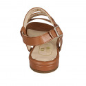 Sandale pour femmes en cuir marron clair avec elastique talon 2 - Pointures disponibles:  32