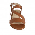 Sandale pour femmes en cuir marron clair avec elastique talon 2 - Pointures disponibles:  32, 33