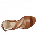 Woman's sandal in light brown leather with elastic band heel 2 - Available sizes:  32, 33
