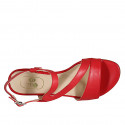Sandale pour femmes avec elastique en cuir rouge talon 2 - Pointures disponibles:  42