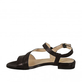 Woman's sandal in black leather with elastic band heel 2 - Available sizes:  32 2