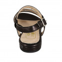 Sandalia para mujer en piel negra con elastico tacon 2 - Tallas disponibles:  32, 33