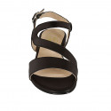Sandalo da donna in pelle nera con elastico tacco 2 - Misure disponibili: 32, 33