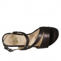 Sandalia para mujer en piel negra con elastico tacon 2 - Tallas disponibles:  32, 33