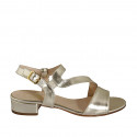 Woman's sandal in platinum laminated leather with elastic band heel 3 - Available sizes:  32