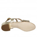 Woman's sandal in platinum laminated leather with elastic band heel 3 - Available sizes:  32