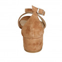 Escarpin ouvert pour femmes avec courroie en daim cognac talon 4 - Pointures disponibles:  43, 44