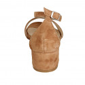 Zapato abierto para mujer con cinturon en gamuza brun claro tacon 4 - Tallas disponibles:  43, 44