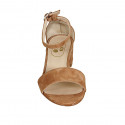 Escarpin ouvert pour femmes avec courroie en daim cognac talon 4 - Pointures disponibles:  43, 44