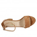 Escarpin ouvert pour femmes avec courroie en daim cognac talon 4 - Pointures disponibles:  43, 44