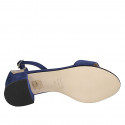 Woman's open shoe with strap in cornflower blue suede heel 4 - Available sizes:  43