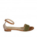 Chaussure ouverte pour femmes avec coirroie en daim beige, brun clair et vert talon 2 - Pointures disponibles:  45