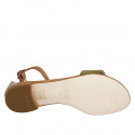 Woman's open shoe with strap in beige, tan brown and green suede heel 2 - Available sizes:  45