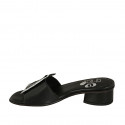 Woman's mules in black and silver laminated leather with studs heel 3 - Available sizes:  32, 43