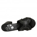Woman's mules in black leather with studs heel 5 - Available sizes:  32
