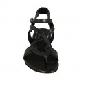 Sandalo infradito da donna con elastico e cinturino in pelle nera tacco 2 - Misure disponibili: 33