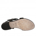Sandale entredoigt pour femmes avec elastique et courroie en cuir noir talon 2 - Pointures disponibles:  33